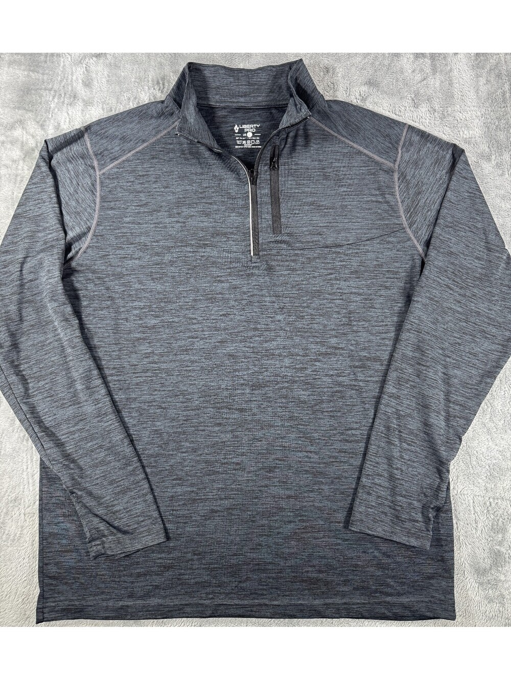 Liberty Pro Mens Quarter-Zip Performance Pullover Heathered Grey Black Size L